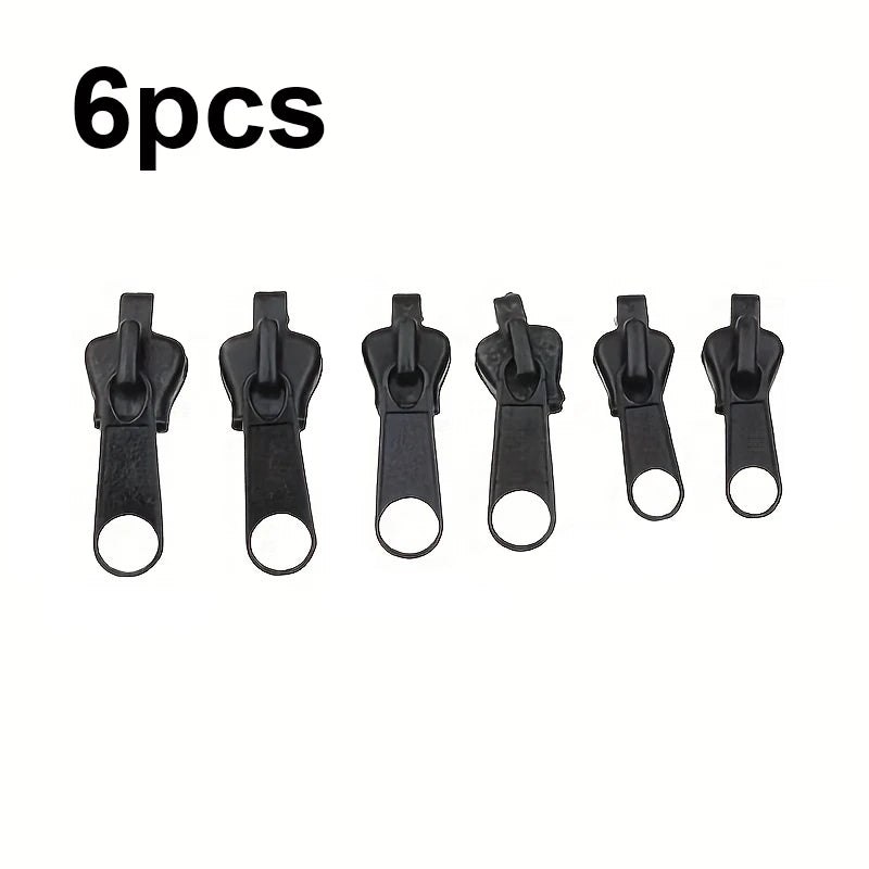 6Pcs Universal Zipper Repair Kit - Instant Zipper Fixed Replacement with Slider, Removable & Reusable Zipper Head, 3 Sizes Qme 6pcs