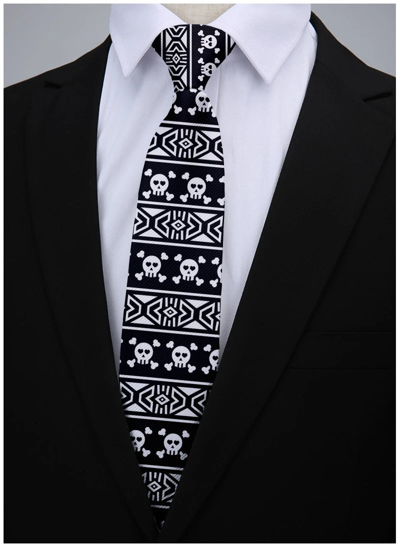 Cartoon Skeleton Men's Women's Tie Fashion Casual Printing Novelty Qme