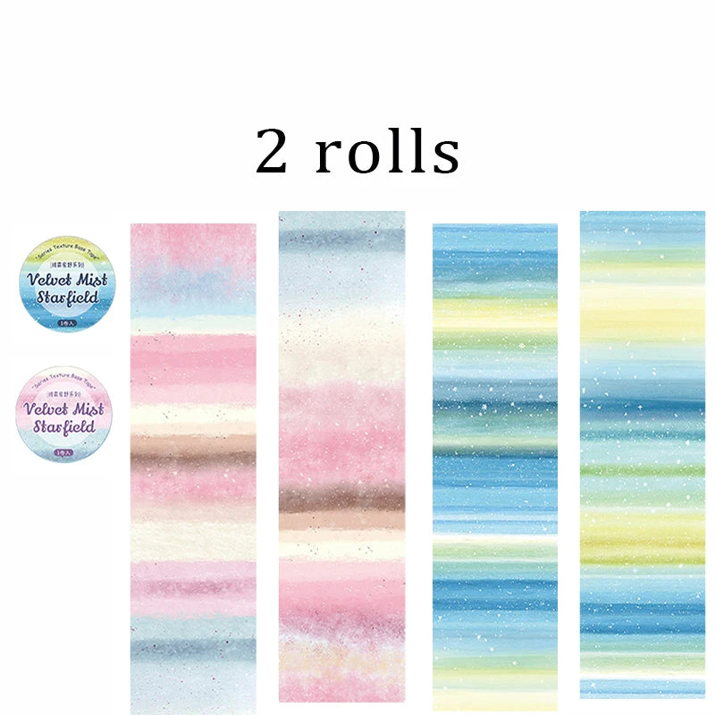 Gradient Writable Scrapbook Stickers, Ink Wash Style Junk Journal Base Material Note & Tape Stickers,Festival and Birthday Gifts Qme 2 rolls-A 1
