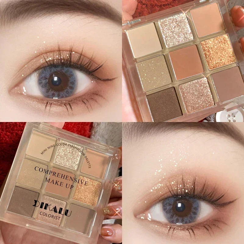 Punk Blue Eyeshadow Palette 9 Colors Matte Smoky Black Eye Shadow Shimmer Palette Glitter Nude Cosmetics Pearlescent Eye Makeup Qme 03