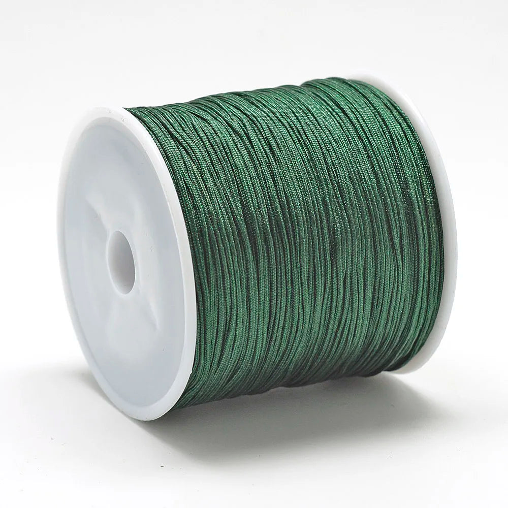 PandaHall 100m/Roll Nylon Thread Braided Chinese Knotting Cord for Jewelry Making, 0.8mm Hole String for DIY Bracelet Beading Qme Dark Green