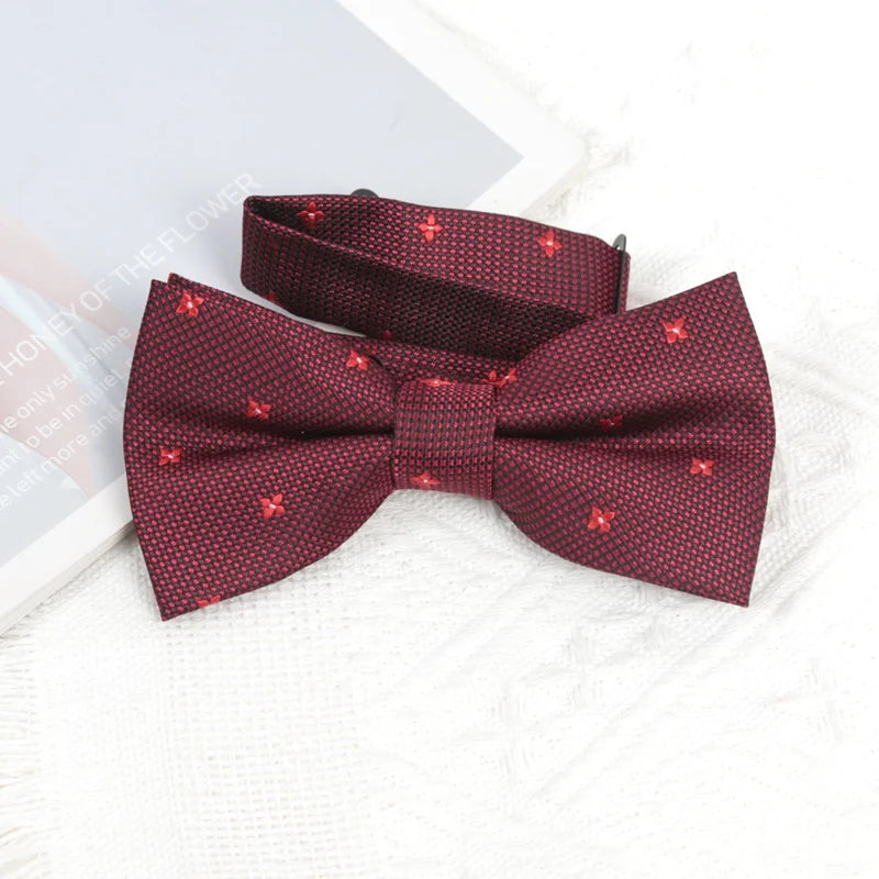 Burgundy Tie Fashion Wholesale Flower Bowtie Male Formal Necktie Qme B