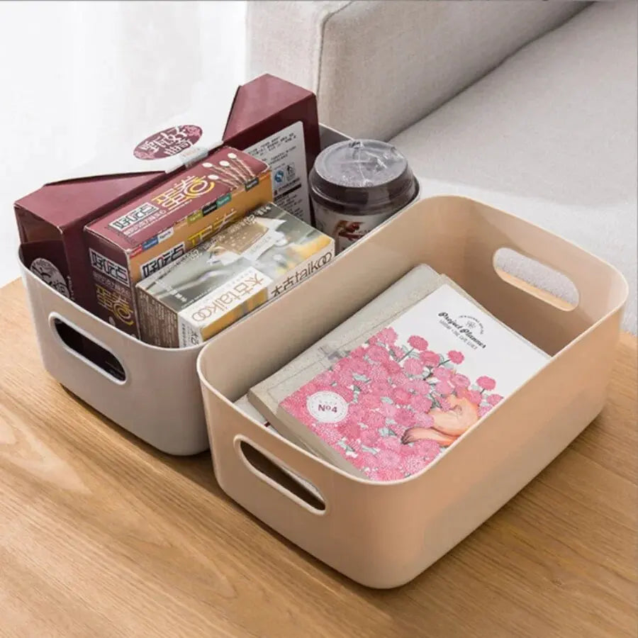 Storage Box Household Drawer Plastic Storage Desktop Storage Box Cosmetics Grocery Snack Storage Basket Kitchen Qme