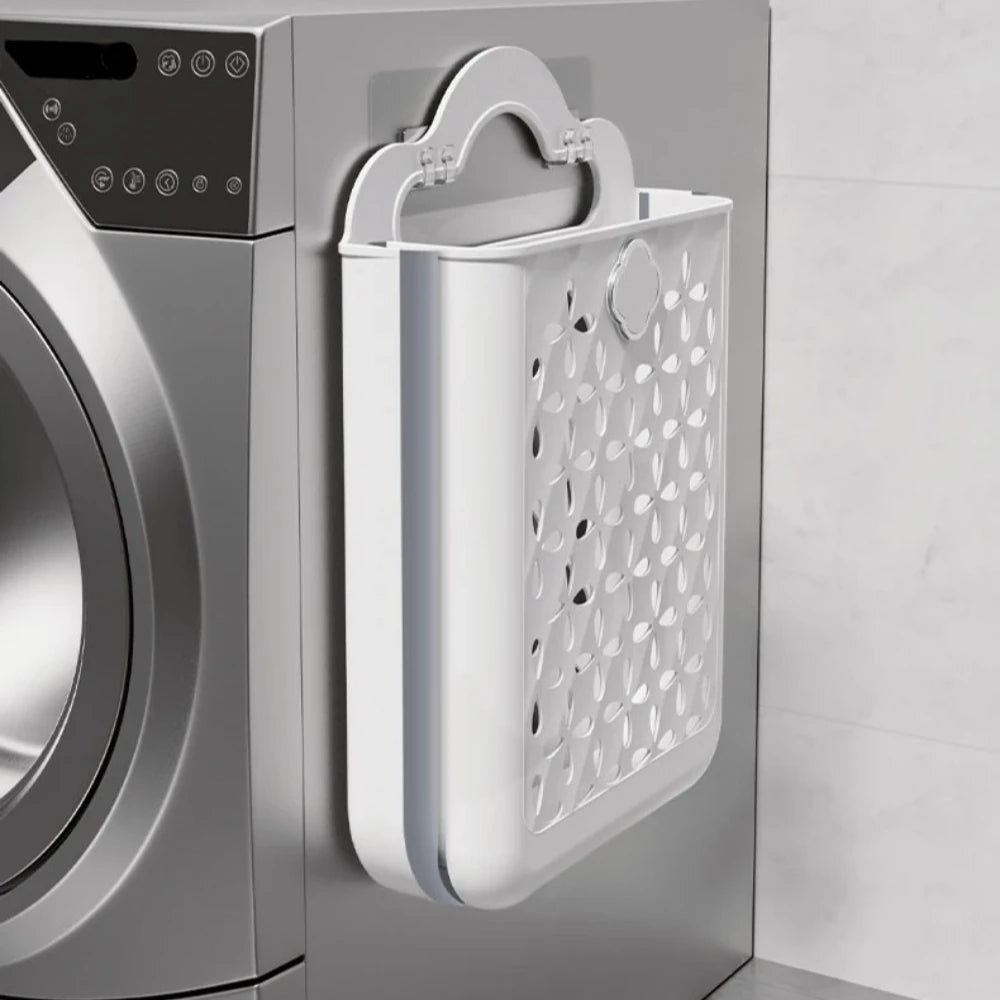 Large Capaci Folding Bathroom Laundry Basket Non perforated Wall-mounted Clothe Storage Baskets Bathroom Dirty Clothe Organizer Qme