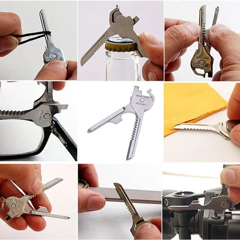 8-in-1 Multi-Tool Keychain for Camping & Survival | Folding Screwdriver, Bottle Opener | Compact Outdoor Utility Pliers with Key Qme