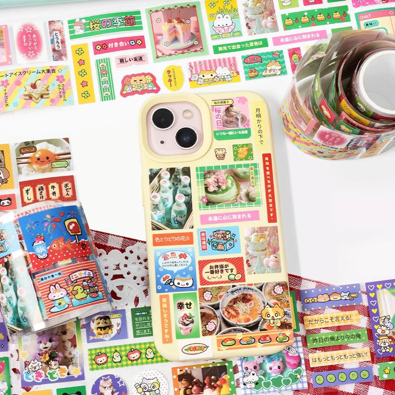 Sticker Tape 60mm*2m Japanese Food Tape Handbook Stationery DIY Handmade & Scrapbook Diary Decoration Die-Cut Tape Qme