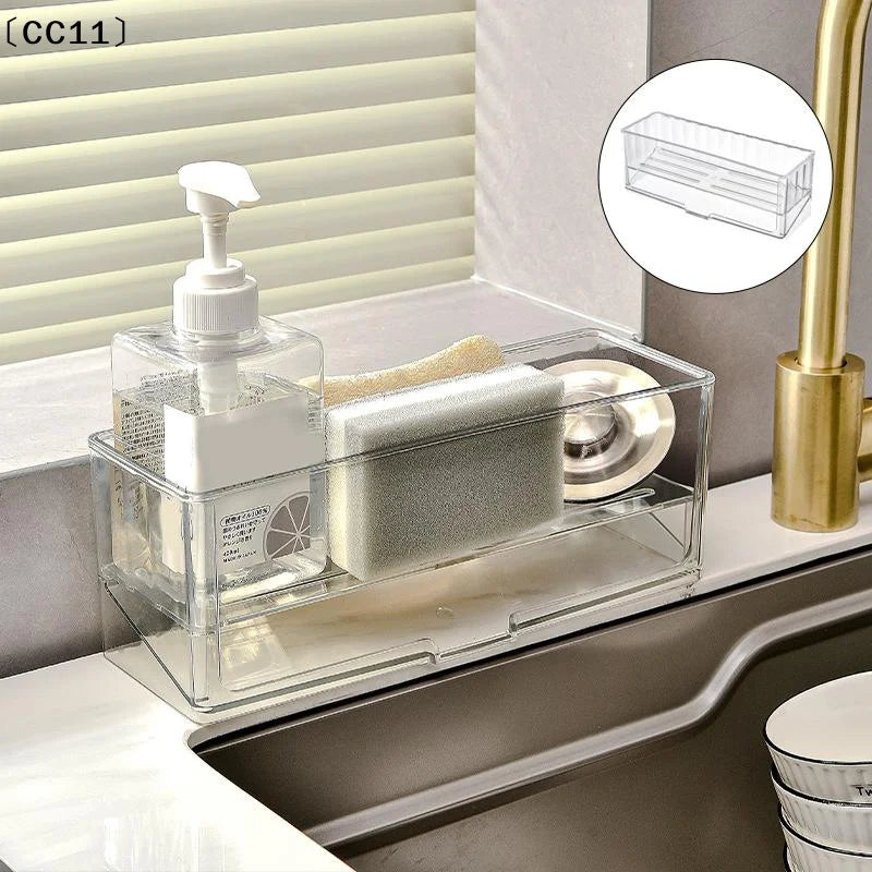 Multifunctional Sink Drain Rack Self Draining Dish Brush Storage Qme