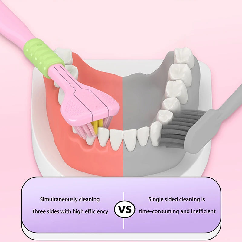 Comfortable Household 3-Sided Toothbrush Soft Bristles Easy Use Deep Qme