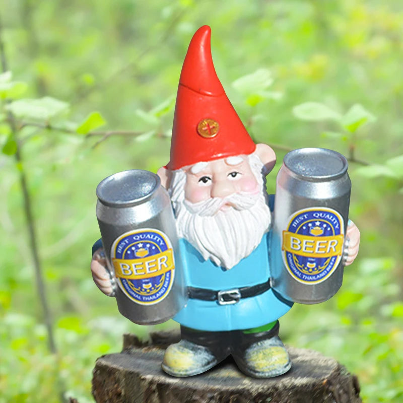 Drunk Gnome Drinking Beer Garden Anime Dwarf Pendant Cosplay Midget Holding Wine Decoration Funny Home Ornament Prop Xmas Gift Qme