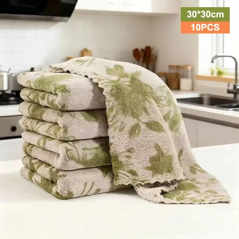 10pcs Microfiber Dish Cloths Multi Purpose Dishwashing Towels For Tableware Double Sided Cleaning Rags Tool Kitchen Accessories Qme A10