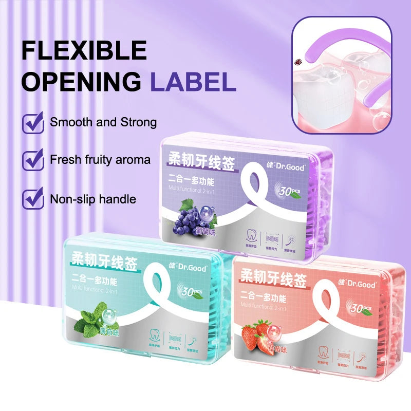 Box Fruit-flavored Dental Floss Stick Portable Smooth Interdental Qme
