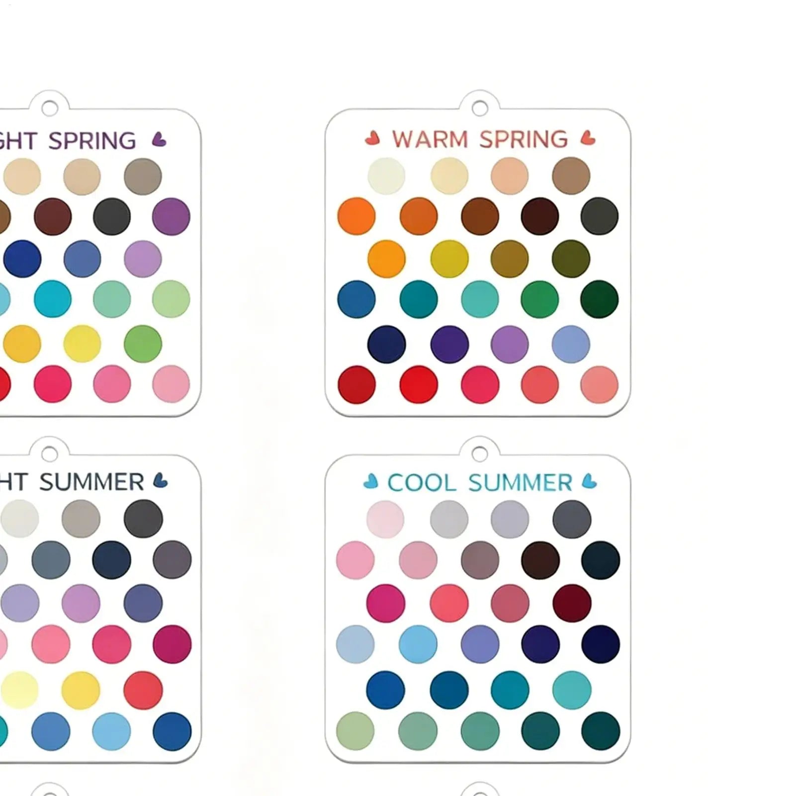 Seasonal Color Selection Cards 12 Piece Seasonal Clear Acrylic Season Color Analysis Template Cards for Clothing Outfits Makeup Qme