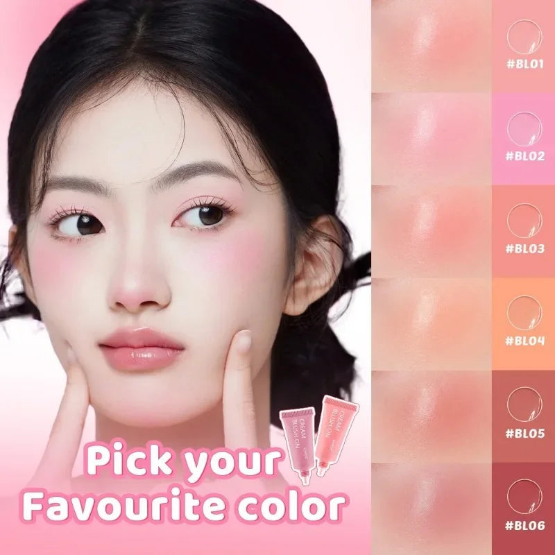 Blush Liquid Blusher Cheek Makeup Blush Matte Peach Pink Blusher Cosmetics Moisturizing Liquid Cream Stick Facial Shadow Beauty Qme