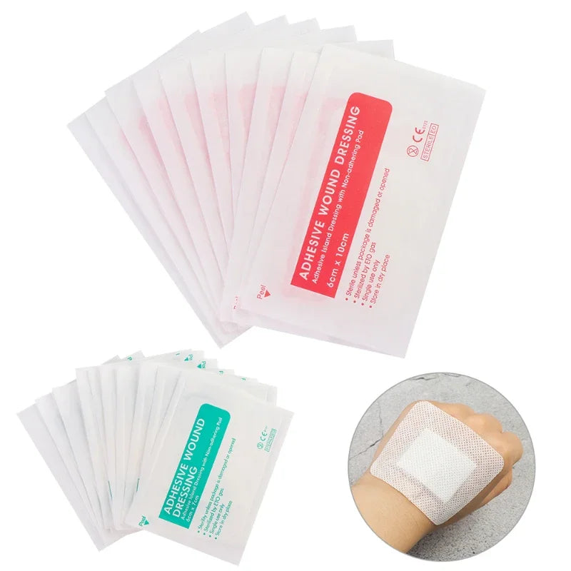 100Pcs Breathable Self-adhesive Wound Dressing Band Aid Bandage Large Wound First Aid Wound Hemostasis First Aid Kit 6x10cm Qme 100pcs
