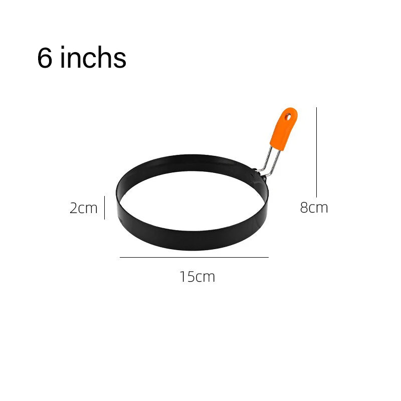 Stainless Steel Omelette Mold Professional Egg Ring Pancake Ring with Silicone Handle Oil Brush for Fried Eggs Omelets Muffins Qme 15cm