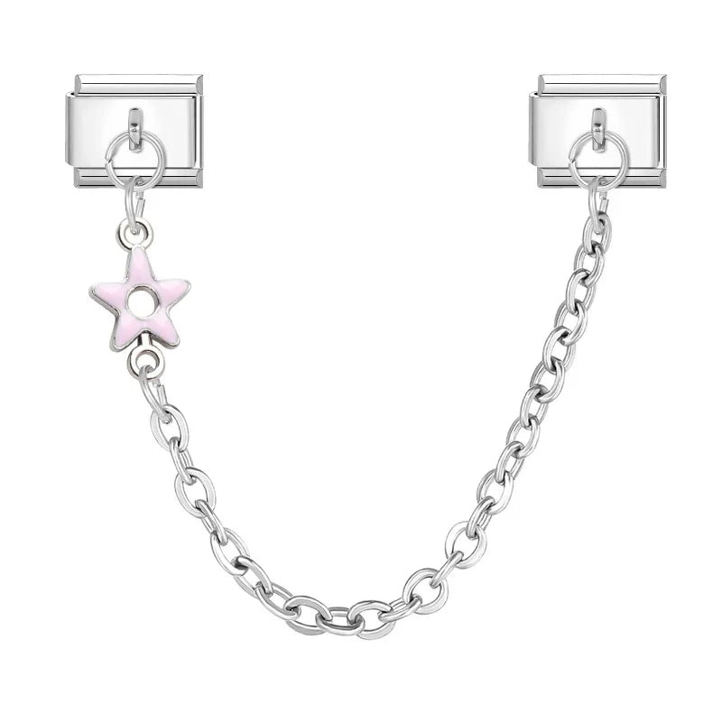 Wholesale Fashion Colour Stars Tassel Chain Module Italian Charm Bracelet Fit 9mm Hand Chain Stainless Steel DIY Jewelry Making Qme Style 5
