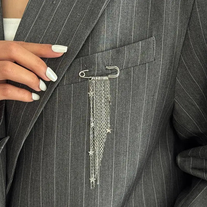 New Multi-Functional Chain Tassel Brooches Handmade Adjustable Clothes Accessory Detachable Beaded Chain Pin Women Qme O