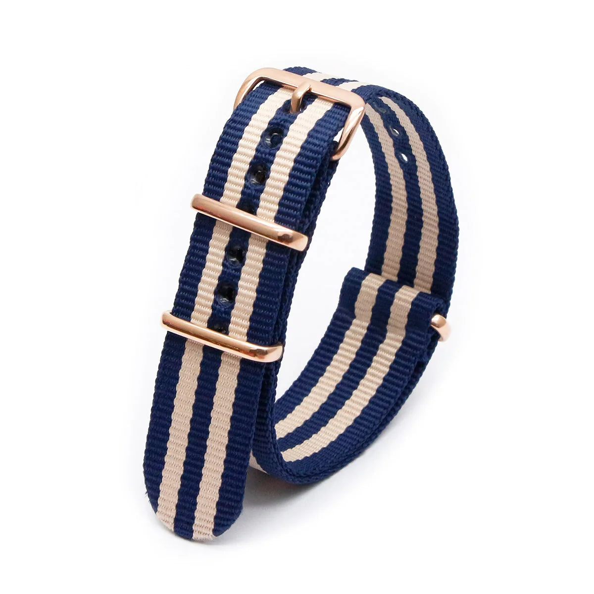 Luxury Nylon Watch Band Rose Gold Metal Buckle Durable Sweatproof Watch Strap 18/20/22/24MM Fashion Wristband For Men Women Qme 3Blue 2Beige 24mm