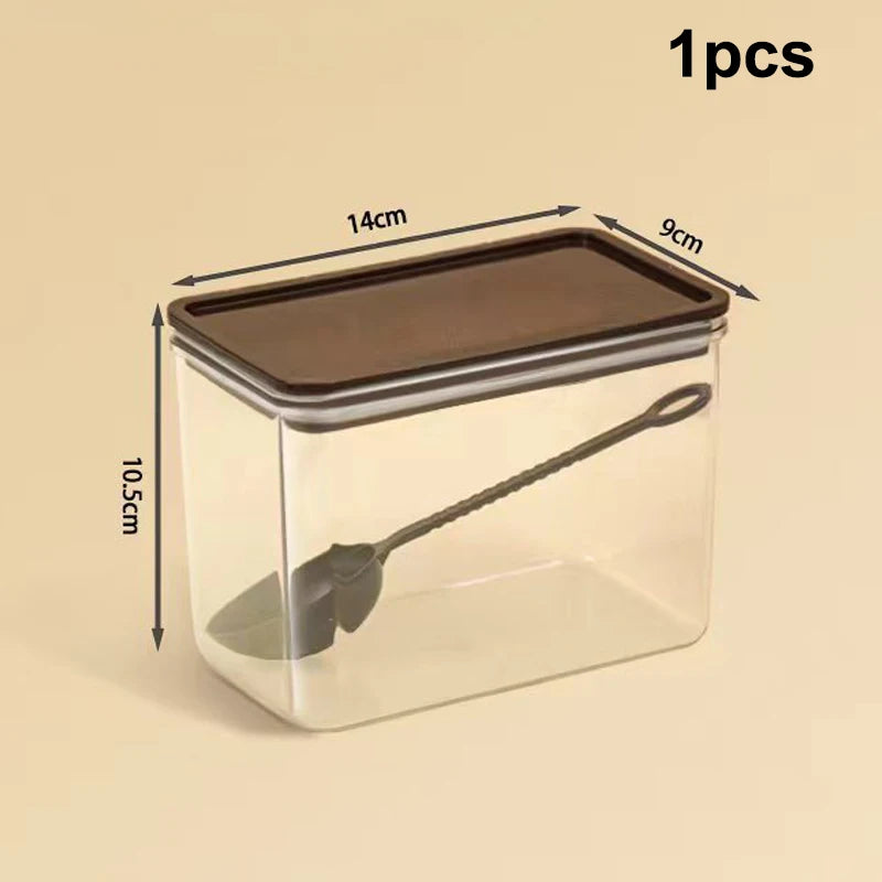 Plastic Sealed Box Storage Jar Storage Containers Special Fruit Powder Box Square Transparent Sealed Jar Coffee Bean Sealed Jar Qme Medium
