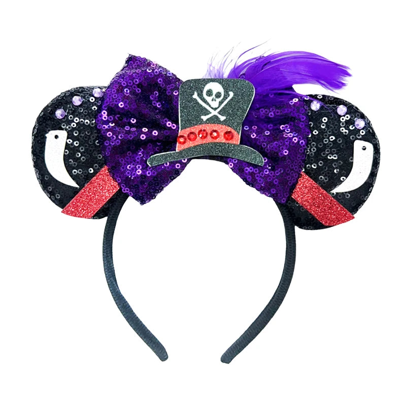 Skull Crossbones Pirate Mickey Mouse Ear Headband Women Adult Cosplay Halloween Hairband Festival Party Cosplay Hair Accessories Qme Headband 4
