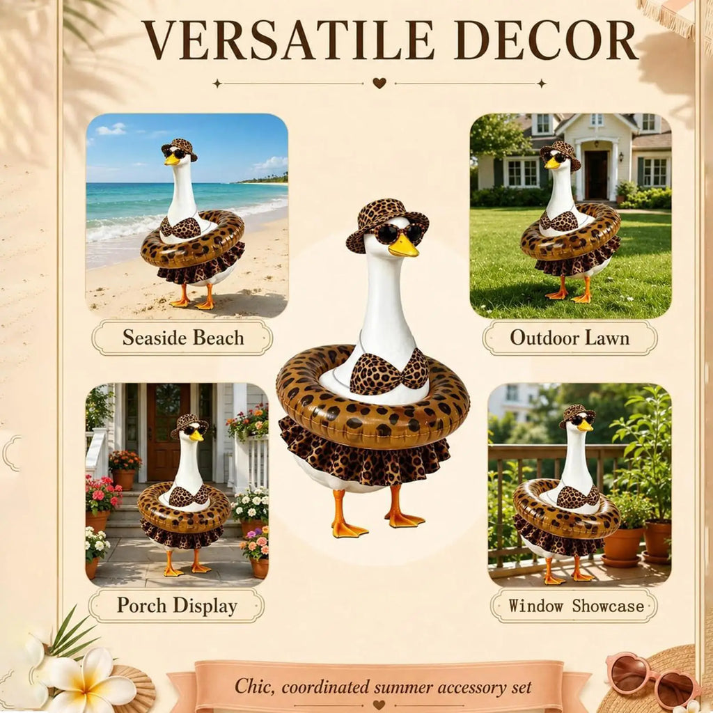 Porch Goose Clothes with Hat Sunglasses Leopard Bikini Summer Porch Goose Funny Outfit for Garden Parties Festivals Events Qme