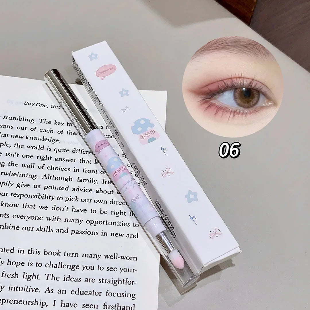 Double-head Milk Green Eyeliner Shadow Pencil Waterproof Lasting Ultra-thin Shimmer Matte Colorful Eyeliner Gel Pen With Brush Qme 06