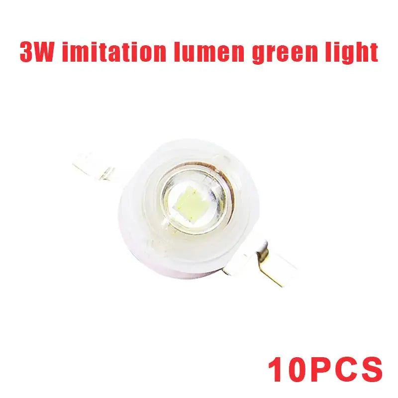 10Pcs High Power 0.5/1/1.5/3W Imitation Lumen LED Lamp Beads With High Brightness For DIY Lighting Flashlight Repairs Qme 3W Green