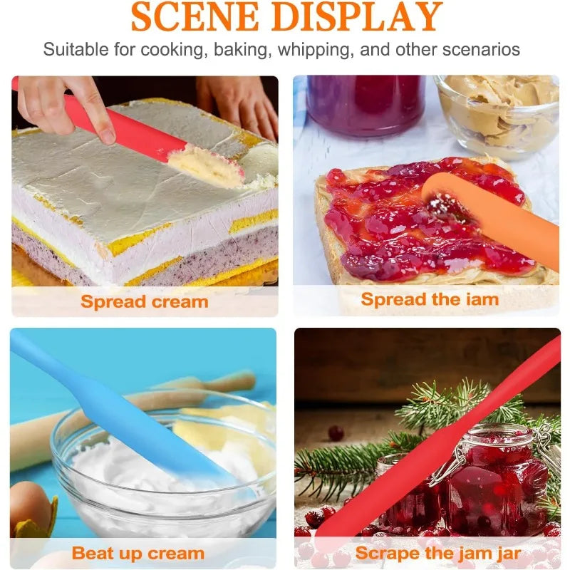 Silicone Long Spatula Color Cream Long Knife Spatula Cake Making Gadgets Non-stick Scraper Heat-resistant Kitchen Baking Tools Qme