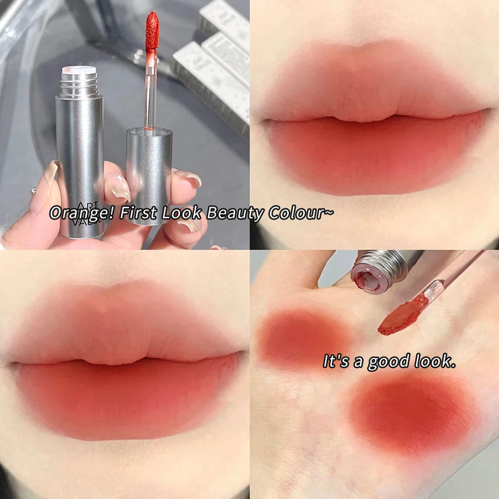 Silver Tube Lip Gloss 6 Colors Nude Matte Lipstick Waterproof Long Lasting Women Red Lip Tint Mud Velvet Lip Glaze Cosmetics Qme 04