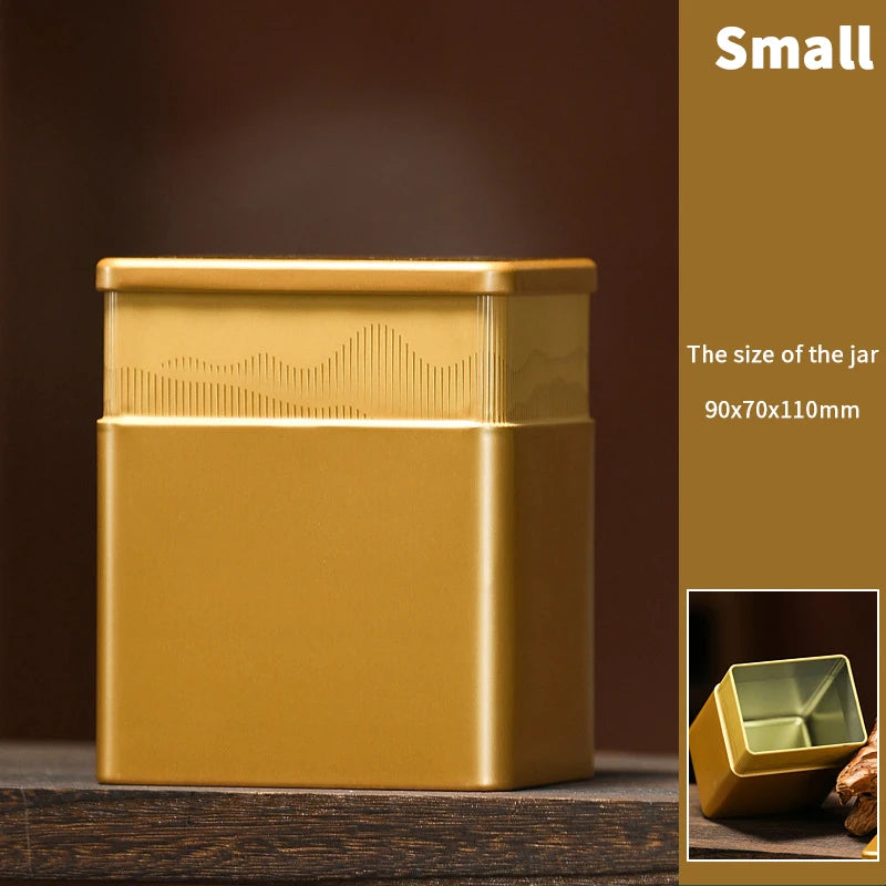 Mini Empty Tea Tin Can Household Green Black Tea Sealed Jar Portable Home Small Tea Packaging Box Tinplate Storage Cans Qme Small Gold