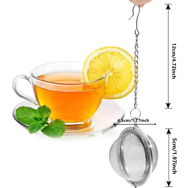 Tea Spice Strainer Seasoning Ball Mesh Herbal Ball Stainless Steel Teakettle Locking Tea Filter Reusable Soup Filter Ball Qme