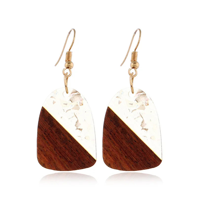 Creative Vintage Resin Splicing Wood Personality Earrings Personality Charm For Women Girls Wedding Christmas Party Gift Qme 6