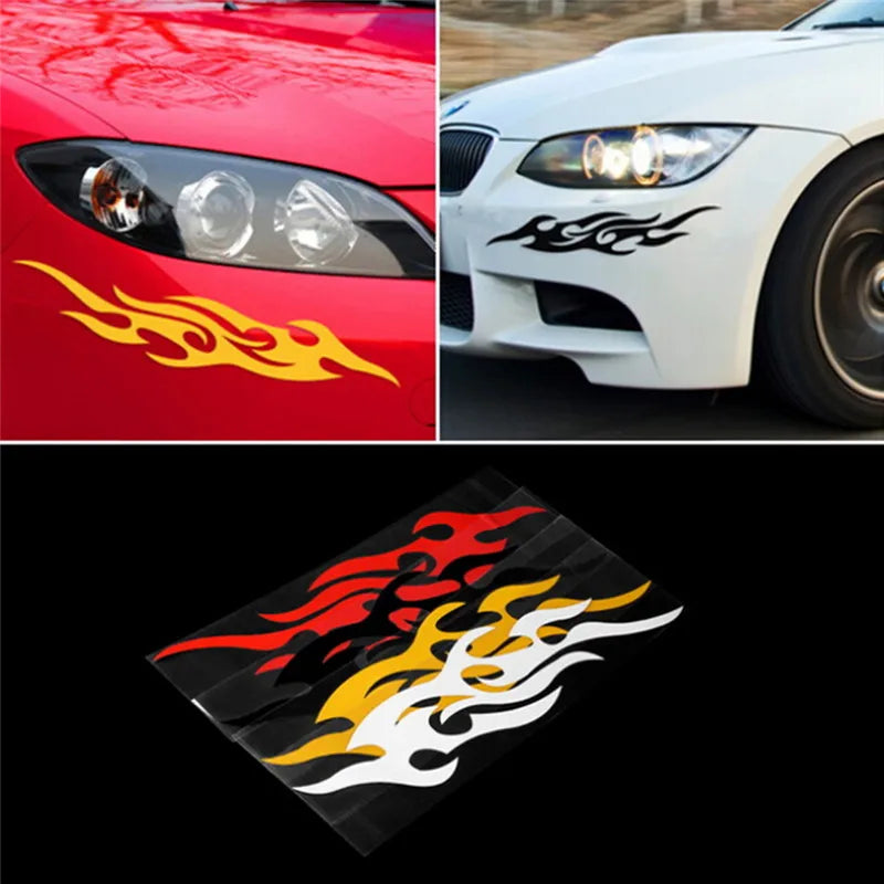 Car Decals Featuring Modified Flames for Bumpers, Hoods, Rearview Mirrors, And to Cover Scratches on Motorcycles Qme