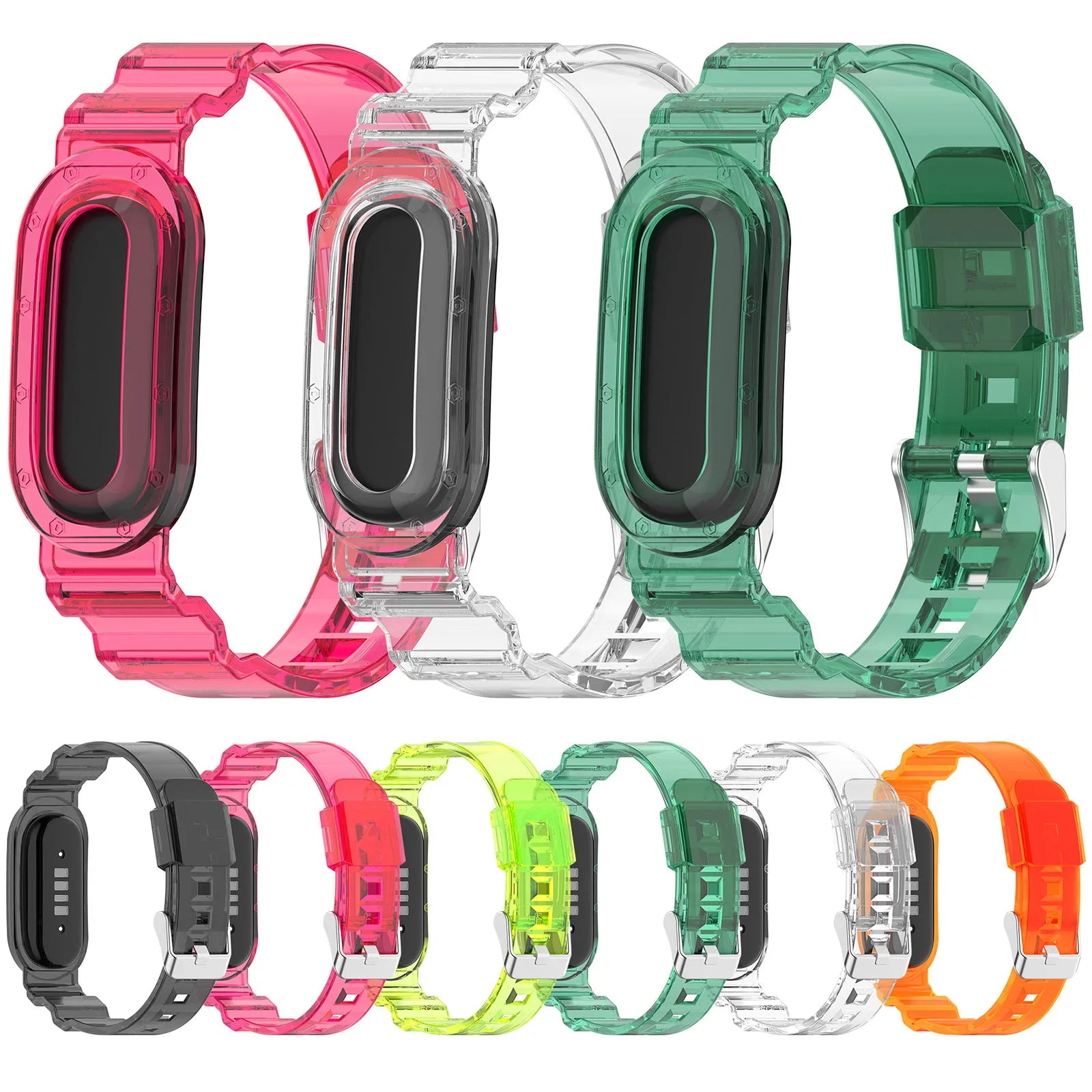 TPU Transparent Adjustable Wristband for Google Fitbit Air Fitness Tracker Watch Band Sweatproof Waterproof for Men Women Qme