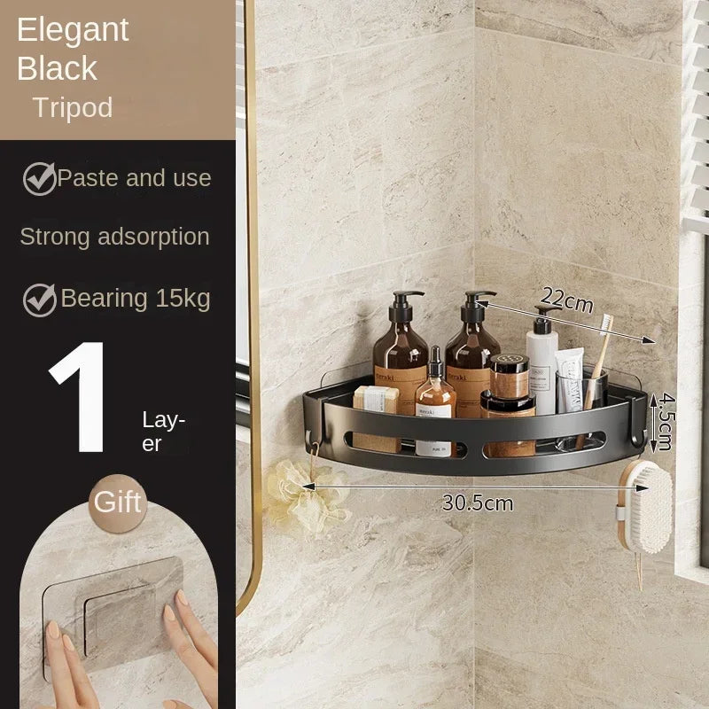 3PCS Bathroom Triangle Shelf Non Perforated Wall Mounted Bathroom Shower Storage Wall Rack Bathroom Accessories Household Items Qme 1PCS