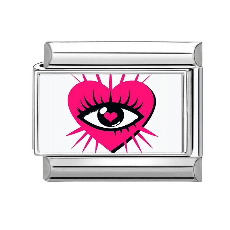 Fashion OVER Love Eyes Fish Colorful Charm Bracelet Fit Stainless