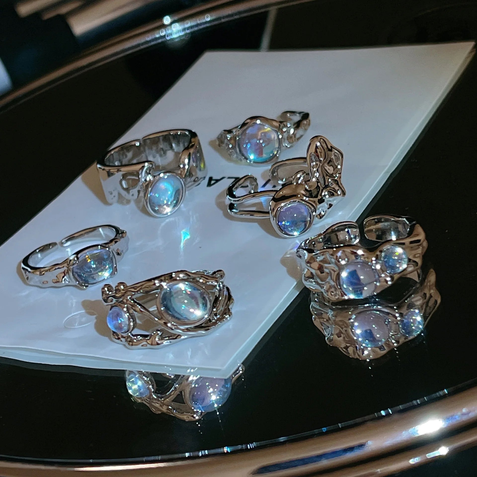 Kpop Europe America Aesthetic Irregular Design Gem Ring for Fashion Women Wedding Luxury Banquet Anniversary Vintage Jewelry Qme