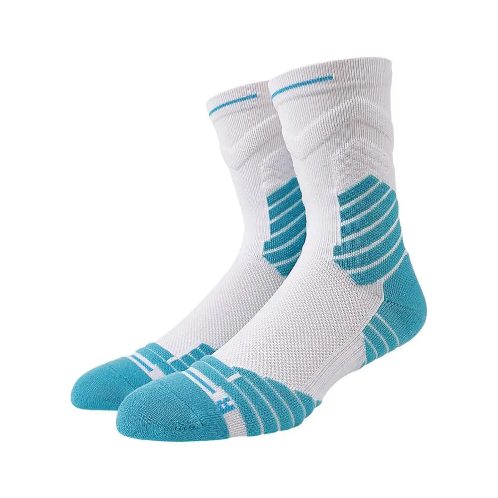 Men Sports Socks Basketball Socks Terry Sole Athletic Running Socks Non Slip Comfy Trekking Socks Breathable for Running Riding Qme
