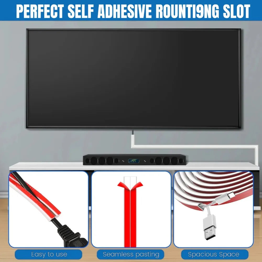 1/2/3m Floor Cable Cover Self-Adhesive Cable Anti Extrusion Extension Wiring Duct Protector Wire Organizer for Floor Desk & Wall Qme