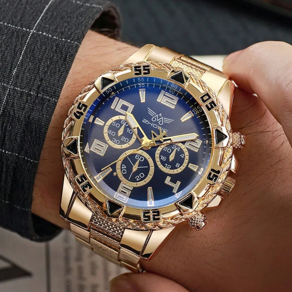 5pcs men's stainless steel strap fashionable business style quartz watch set, suitable for daily decoration and holiday gifts Qme