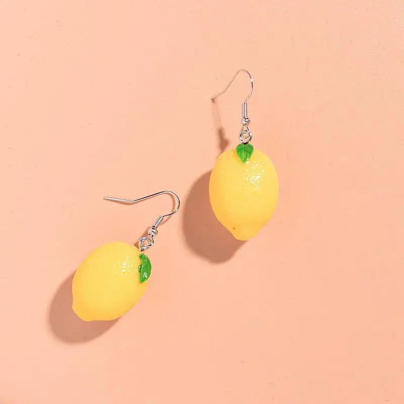 1 Pair Creative Funny 3D Fruit Studs Earring Fashion Cute Imitation Lemon Earrings For Girls Summer All-match Ear Jewelry Gift Qme