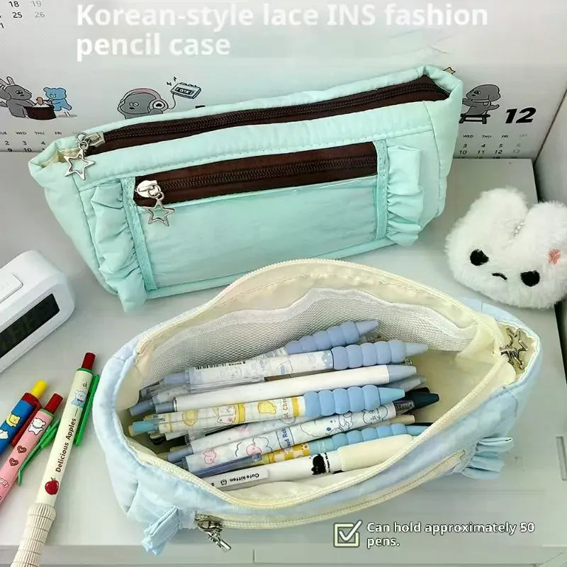 Cute Pencil Case Pens Pouch Large Capacity Simple Aesthetic Bag Qme