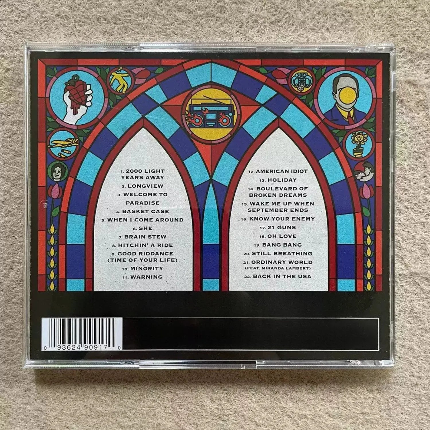Retro Punk Music CD, Stained Glass Style Group Portrait Themed Cover, Greatest Hits Track Collection for Music Lover Qme