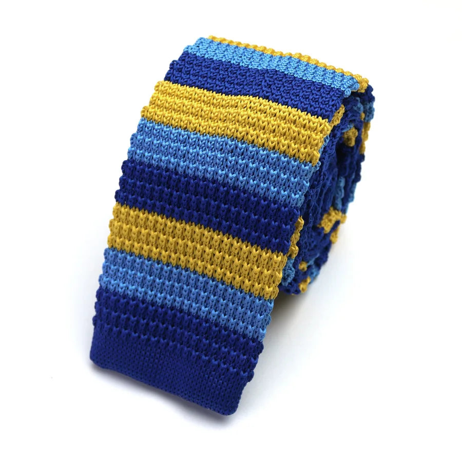 Striped Knitted Tie Casual and Fashionable Flat Head Tie 7CM Tie Colorful Personalized Trendy Manual Knot Tie Campus Style Qme 08