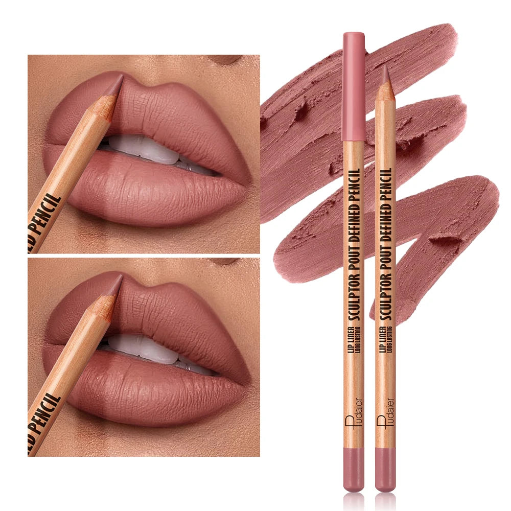 Matte Creamy Lip Liner Pencil Define Lips Natural Plumping Long Qme