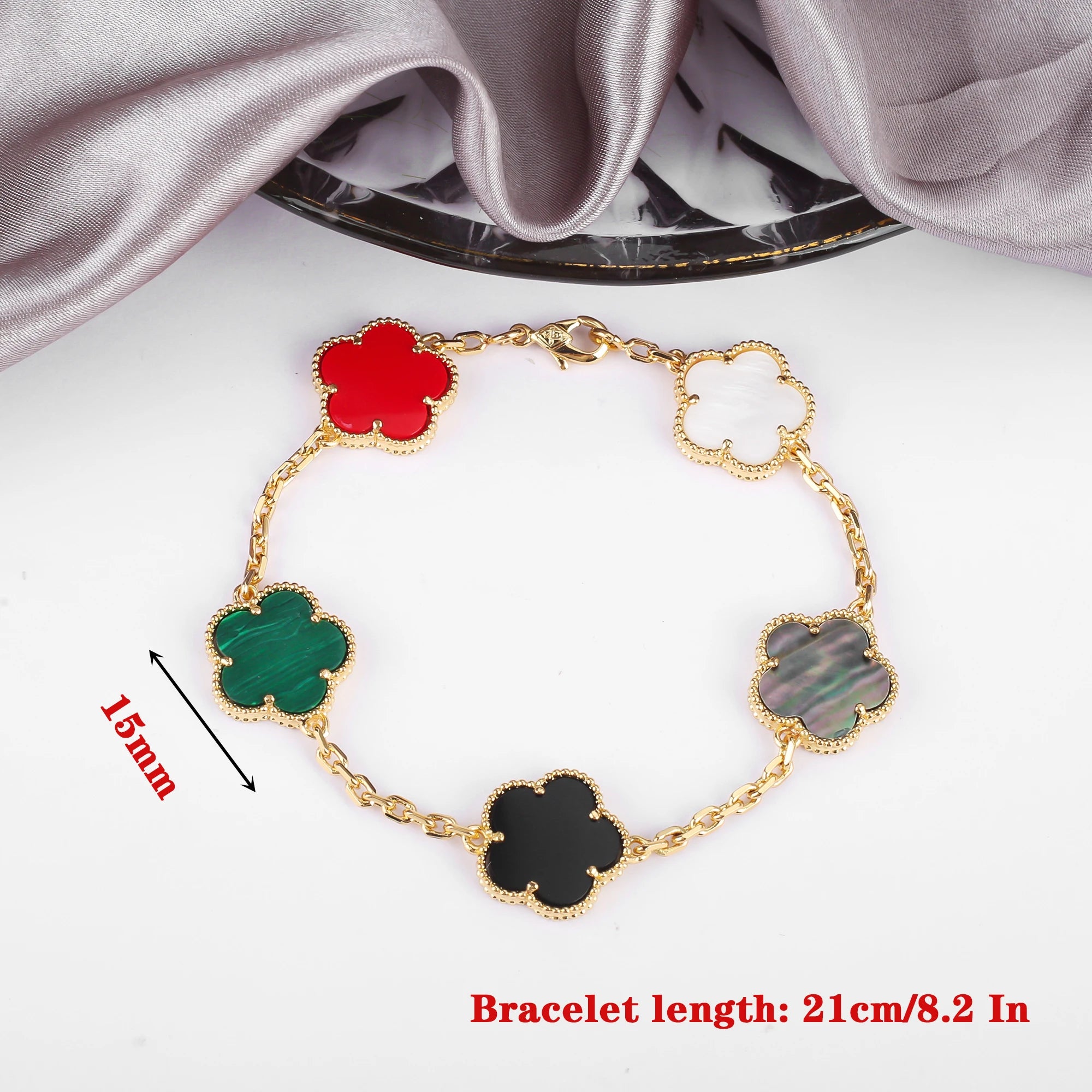 New Popular Shiny Zirconia Five-Leaf Flower Charm Ladies Bracelet Luxury For Female Party Jewelry Fashionable Gifts Clover Qme