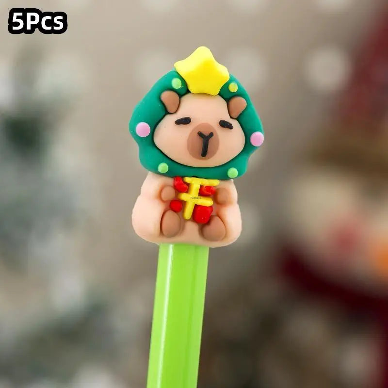 1 Christmas Capybara Gel Pen Cute Cartoon Stationery Smooth Writing Qme A8