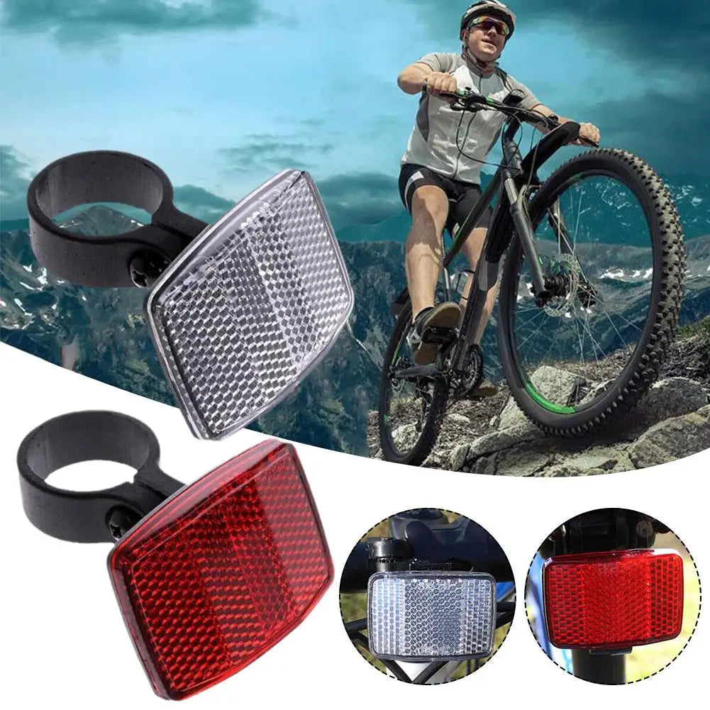 NEW Front & Rear Bike Bicycle Reflector Set Red White Fixings Mounting Bracket Warning Light Safety Lens Bicycle Accessorie Qme