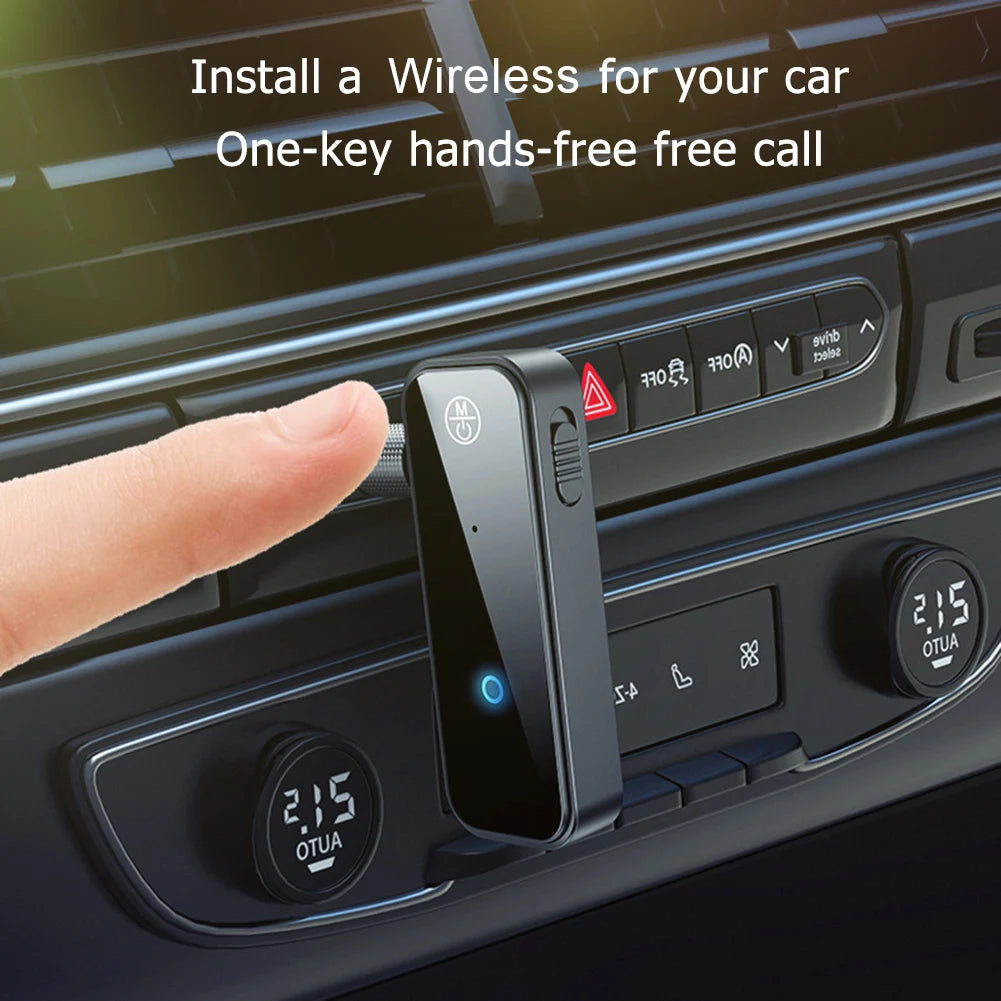 Bluetooth-Compatible 5.0 Transmitter Receiver 3.5mm Audio Aux Adapter Wireless Receiver for Handsfree Call for Car Audio Music Qme