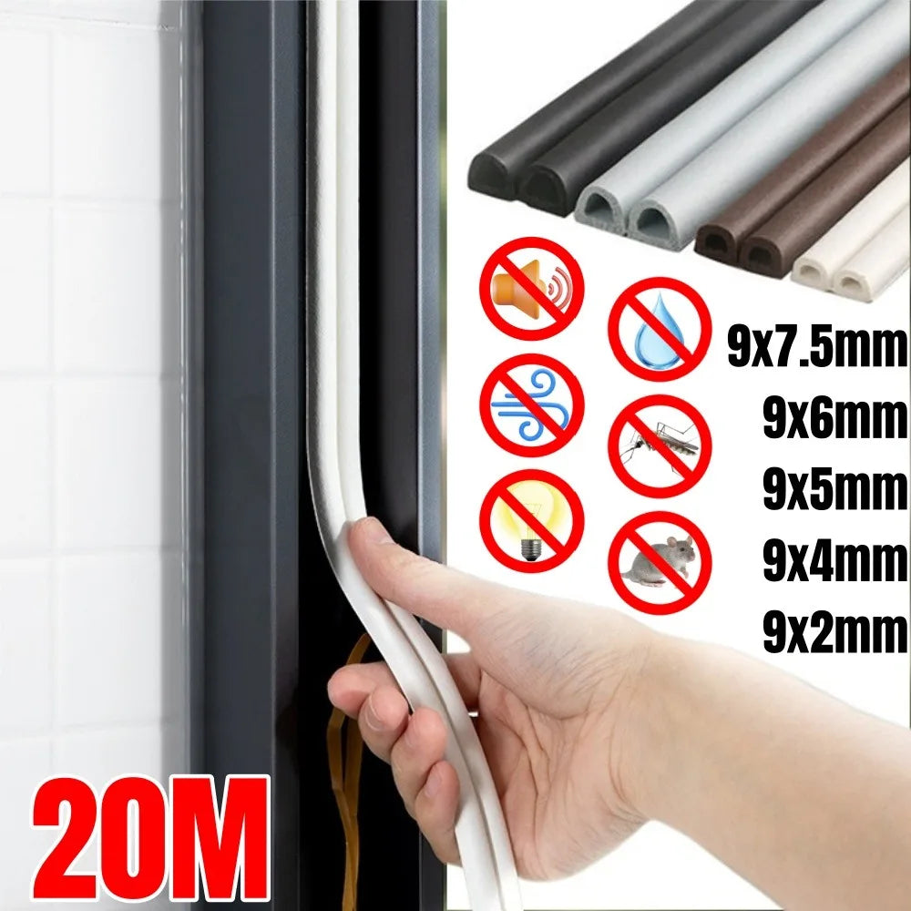 20-2m D-type Door Sealing Strip Acoustic Foam Windproo Warm Window Sealing Strip Door Bottom Gap Filling Sound Insulation Strip Qme